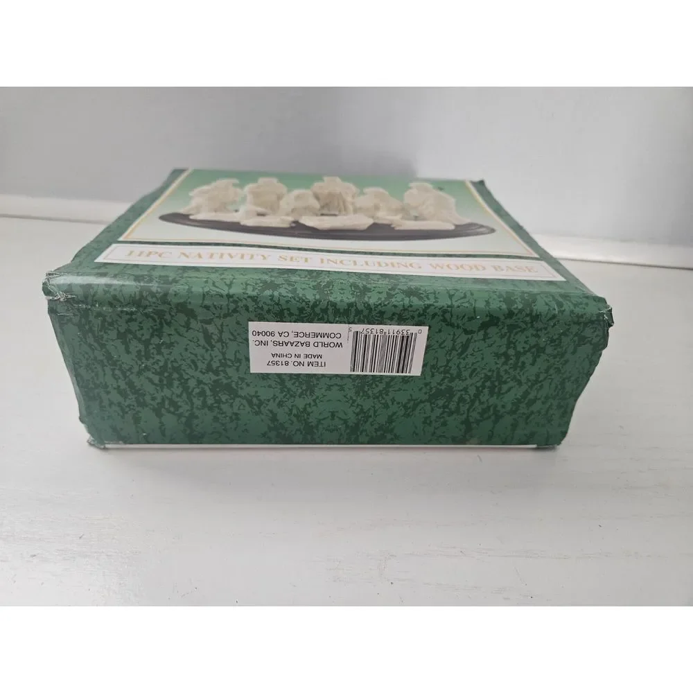 World Bazaars Nativity Set - Jade Collection‎ 11pc Including Wood Base